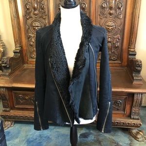 Helmut Lang Denim and Shearling Moto Jacket